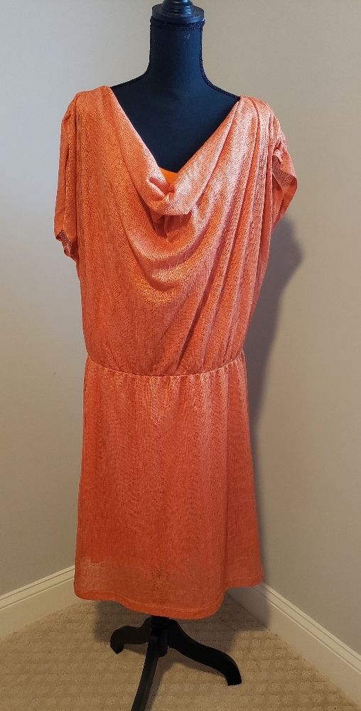Orange Cow neck Dress